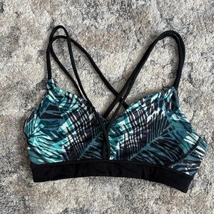 Manduka Women's Strappy Black and Green Yoga Sports Bra